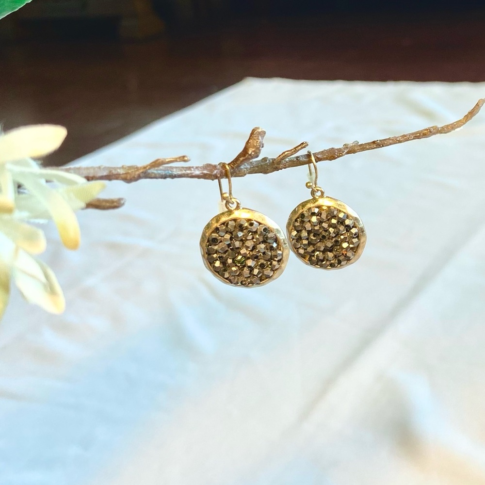 Beaded Round Drop Sparkling Earrings